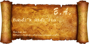 Babák Atália névjegykártya